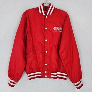 Vintage Butwin Jacket Mens Medium Red Snap Up Bomber USA Made 90s Classic